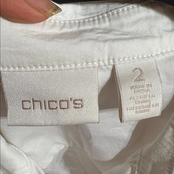 Chico's Cream Button-Up Blouse. - Picture 2 of 7